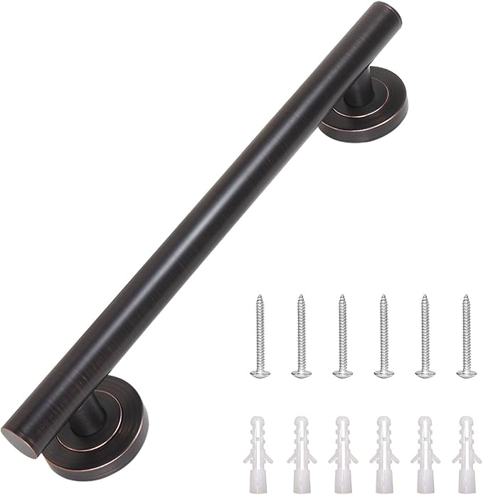 Lava Odoro Shower Grab Bar, Modern Stainless Steel Handicap Grab Bar for Bathtubs and Showers, Shower Safety Bar for Seniors Disabled, ADA-Compliant (Oil Rubbed Bronze, 12 Inch)
