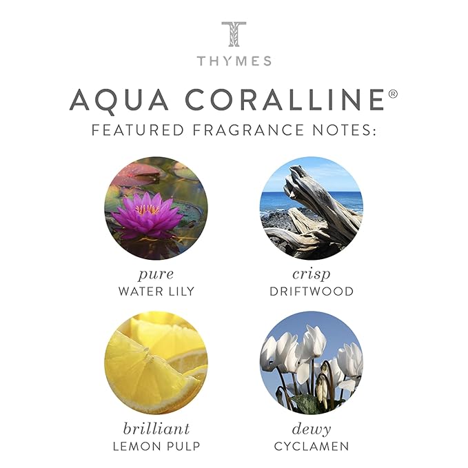 Thymes Moisturizing Hand Wash Soap with Pump - Luxury Hand Soap Gently Cleanses & Moisturizes - Skin Care with Glycerin & Kelp - Serene, Fresh Fragrance (Aqua Coralline, 8.25 oz)