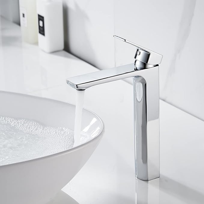 VOTON Chrome Vessel Sink Faucet Tall Single Handle Bathroom Vanity Sink Faucet, Rv Bathroom Faucets Lavatory Vessel Faucet Basin Mixer Tap, Solid Brass 1.2 GPM