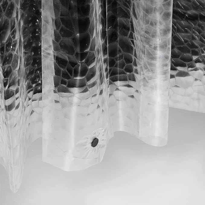 Ga-Geetopia Extra Long - 3D EVA Shower Curtain Liner Water Cube, 72x80 Inch Light Weight Plastic Bathroom Shower Curtain with Rustproof Metal Grommets and 3 Magnets for Shower Stall, Bathtubs