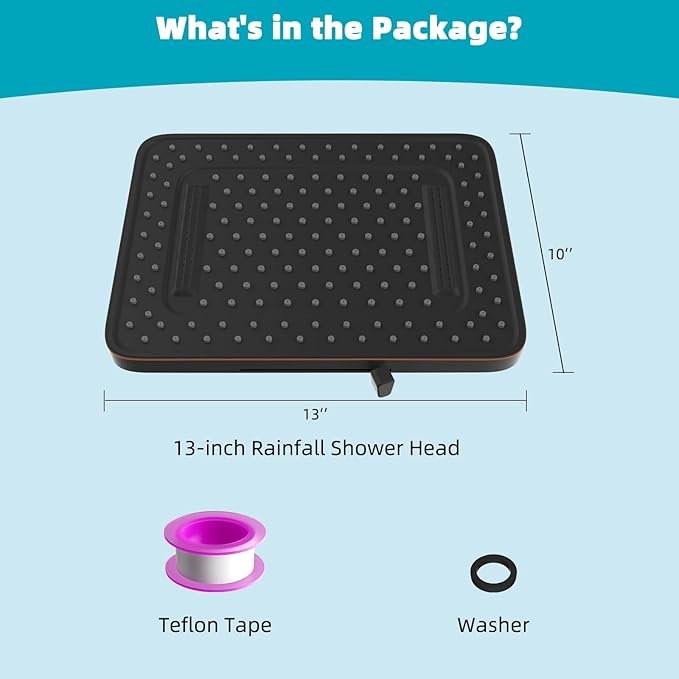 Hibbent 5 Spray Modes Shower Head, 13'' High Pressure Rain Shower Head, Large Rainfall Showerhead, High Flow Waterfall Bathroom Fixed Showerheads with Adjustable Swivel Ball Joint, Oil Rubbed Bronze