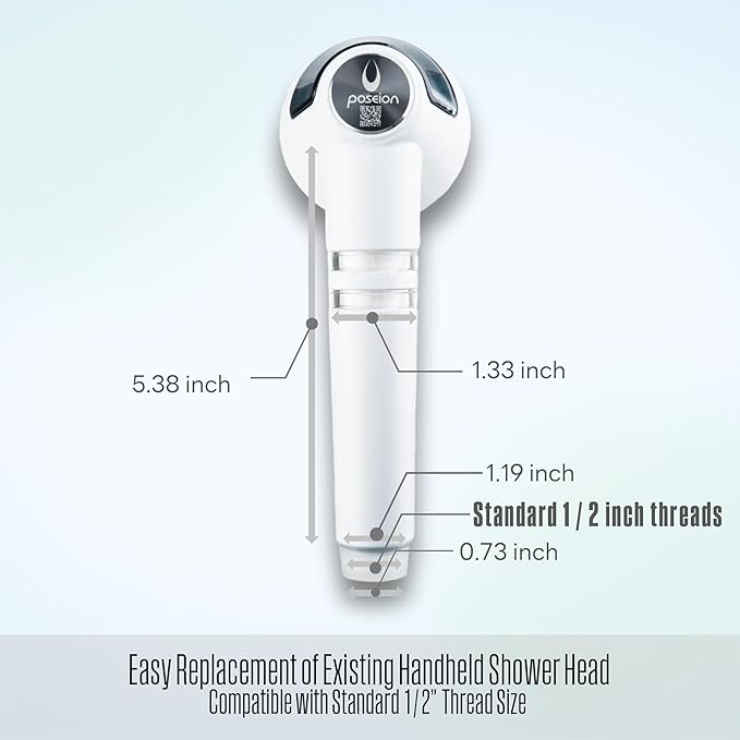 POSEION BT100 SW Filtered Shower Head – Handheld, High Pressure, Magnetized Sediment Filter, Ultrafine Water Stream, Spa-Like Comfort, Durable Build, Made in Korea