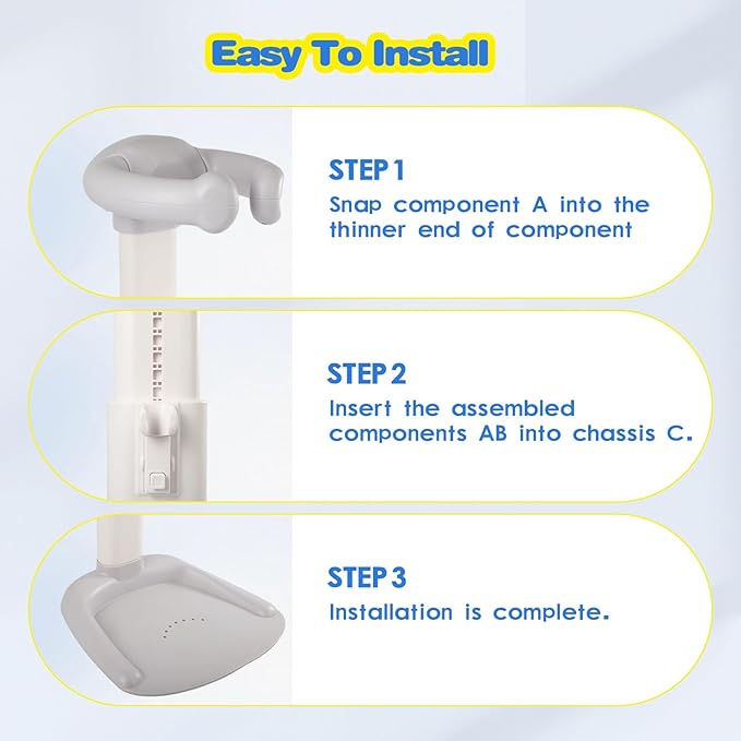 FAHKNS Baby Shower Stand Adjustable 9 Level Position Bath Shower Standing Support, Anti-Slip Toddler Shower Standing Support for Infants 8-36 Months