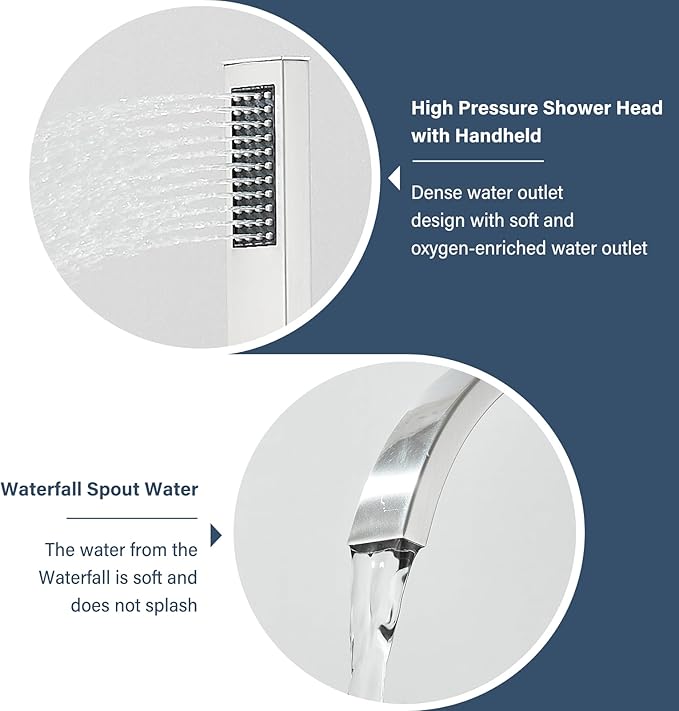 Freestanding Tub Filler, Floor Mount Bathtub Faucet with Hand Shower, High Flow 360° Swivel Spout Shower System for Bathtub, Brushed Nickel