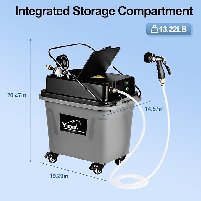 Cordless Portable Pressure Washer (Max 330PSI) - Self-Contained Camping Shower | 10Gal Tank, 5H Runtime, No Hose Needed | Multi-Use for Car Cleaning/Pet Bath/Garden Watering (Black)