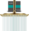 Square Rain Shower Head, High Flow Stainless Steel,Work with any decorative style，All Metal Rainfall Shower Head (Brushed Gold, 10)