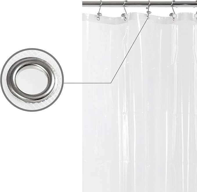 Barossa Design Short Shower Curtain or Liner with 6 Weighted Magnets, 72 x 66 inch Length, Heavy Duty PEVA, Waterproof, PVC Free, 12 Metal Grommets, Clear, 72x66