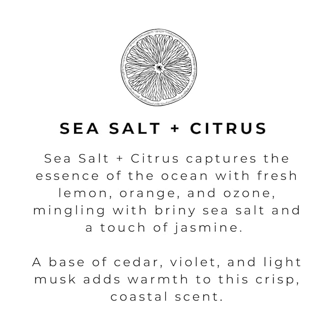 River Birch Sea Salt + Citrus Scented Natural Hand Soap - Handmade Soap - Moisturizing Hand Wash with Amber Glass Dispenser - Luxury Scented and Hydrating - Vegan and Non-Toxic - 16 Fl Oz