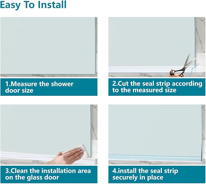 Shower Door Seal Strip Kits Set of 3 Polycarbonate Include 2 PCS 76" Side Seals and 1 PCS 36" Bottom Seal for 1/2"(12mm) Thick Glass