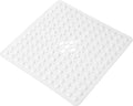 Anti-Slip Bathtub Shower mat, 20.8×20.8（Approximately 53×53cm） inch Soft Oversized Machine Washable Non-Slip Bathtub mat with Drainage Holes, Bathroom Floor Suction Cup.（1-Opaque White）