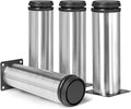 7 Inch Metal Furniture Legs Stainless Steel Adjustable Legs Silver Metal Legs Round Cabinet Legs for Coffee Table Cabinet Desk Sofa Shelves, Pack of 4