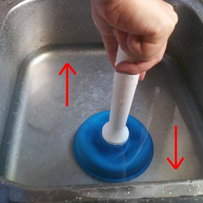 Coralpearl Drain Plunger, Small Hand Force Plumber Helper, Little 4 inch Cup Clog Remover, Tiny Rubber Unclogger in 9" Short Handle for Kitchen Sink, Bathroom Toilet, Shower Bath Tub (Blue)