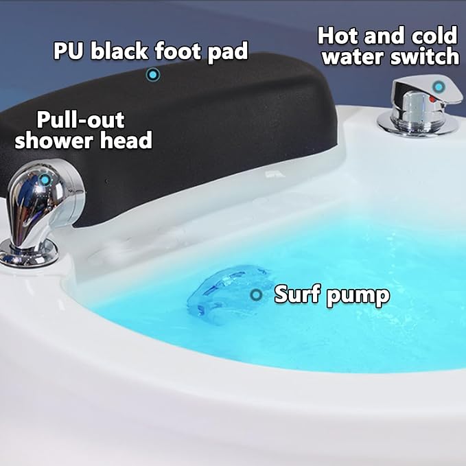 Pedicure Foot Spa,Foot Massager Acrylic Massage Footbath with Automatic Water Pump,Feet spa Tub Colorful Light Surfing Hot and Cold Adjustment,Portable Pedicure Bowl, Soak tub Bath Basin