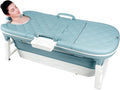 biosp 54'' Portable Bathtub for Adult, Foldable Collapsible Bathtub with 3 lids, Outdoor Hot Tub, Large Thicken Tub for Ice Bath, Home Sauna, Sweat Steaming, Spa Barrel, Shower