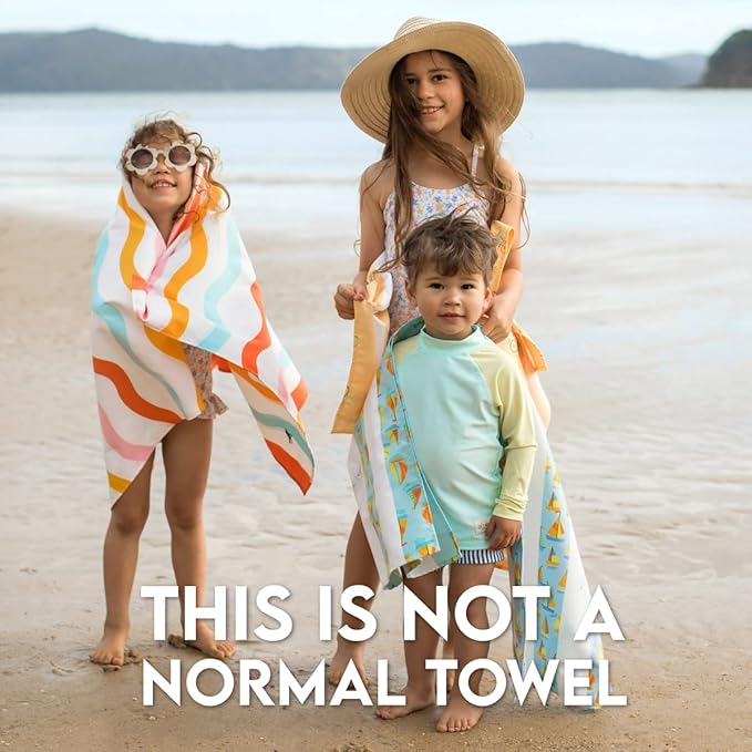 Dock & Bay Beach Towel - Quick Dry, Sand Free - Compact, Lightweight - 100% Recycled - Includes Bag - Kids - Bike Bike Baby, Medium (130x70cm, 51x27)