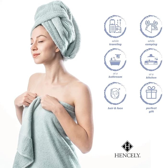 Hencely Bath Sheet Set of 2 - (35x64 Inches) - Luxury Extra Large Oversized Towels, 100% Cotton - Quick Dry, Highly Absorbent, Super Soft - Spa, Hotel, Bathroom - (Bath Sheets 2 Pack, Water Green)