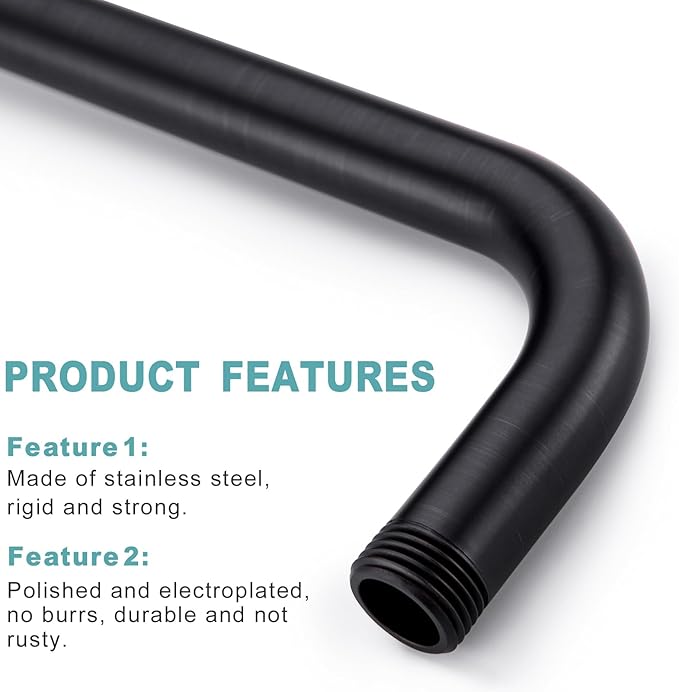 BESTILL 16 Inch L-Shaped Shower Head Extension Arm, Shower Arm and Flange Included, Oil Rubbed Bronze