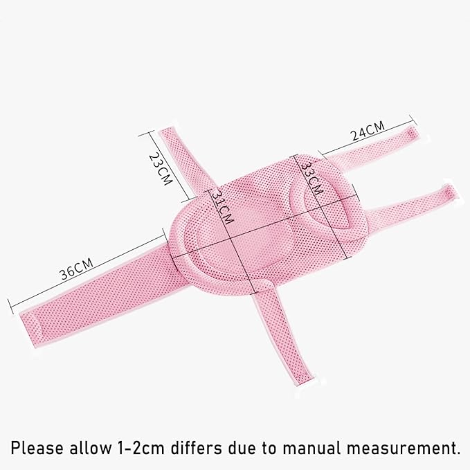 Baby Bath Seat Support Net Soft Headrest Baby Bath Cushion Pad, Breathable Newborn Infant Bathtub Shower Mesh Mat, Adjustable Shower Pad Portable Anti-Slip Bath Sling 0-18 Months, Pink (No Bathtub)