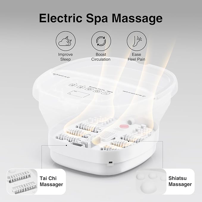 Pedicure Foot Spa with Bubble and Heat,Collapsible Foot Soaking Tub with Remote Control,Pedicure Tools for Feet,Foot Bath Soak Tub Gift for Women/Men,Mom/Dad