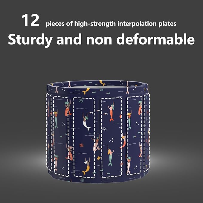Portable Bath Tub for Adult, Foldable Soaking Bathtub for Hot SPA&Ice Bath, Foldable Small Bathtub Collapsible Tub for Bathing, Quick Setup No Installation (25.9X31.5 IN, Blue Fish)