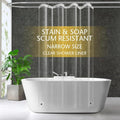 Narrow Size Clear Plastic Shower Curtain Liner, 48x72 Inch Thin Lightweight Transparent Plastic Bathroom Shower Showroom Inner Curtain with Rustproof Metal Grommet Holes and Weighted Magnets