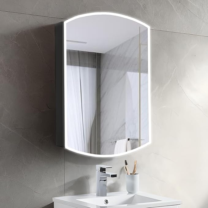 Blossom 20x31 Inch Aluminum Medicine Cabinet with Mirror – Recessed or Surface Wall Mounted Bathroom Storage with Adjustable Glass Shelves, Soft Close Hinges, Rust-Resistant and Modern Mirrored Design