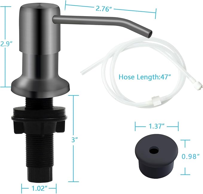 Soap Dispenser for Kitchen Sink, Kichen Sink SoapDispenser, 47" Extension Tube kit, Under Sink SoapDispenser Pump, No Need More Refills, Good Suction Power, Gray