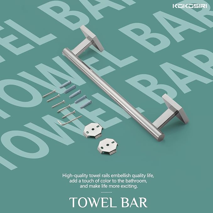 KOKOSIRI Hand Towel Bar 12 Inch Bathroom Towel Holder for Bath Kitchen Toilet Cabinet Chrome Stainless Steel B4005CH-L12