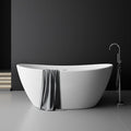 SJ STAR&JANE 61" Solid Surface Freestanding Bathtub Stone Resin Tub Oval Double Slippers Stand Alone Soaking Tub with Pop-up Drain and Overflow, Matte White