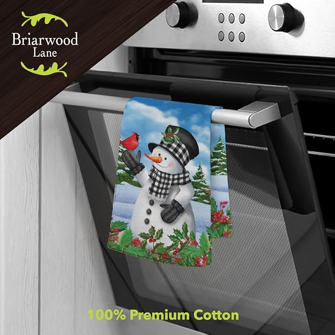 Briarwood Lane Checkered Snowman Cotton Hand Towel