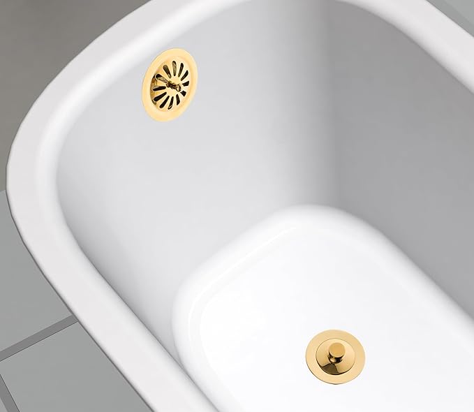 Artiwell Vintage Claw Foot Tub Drain Kit with Lift and Turn Bath Drain Stopper, 1-1/2" Brass Tubular Leg Tub Bathtub Waste and Overflow Drain Assembly with Drain Plug and Bathtub Overflow Cover