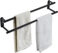 BAGNOLUX Double Towel Bar, SUS304 Towel Racks for Bathroom Wall Mounted 2-Tiers Ladder Towel Rails, Space Saving Bathroom Towel Holder Shelves Rack, Long Towel Hanger (24“-Round-Matte Black)