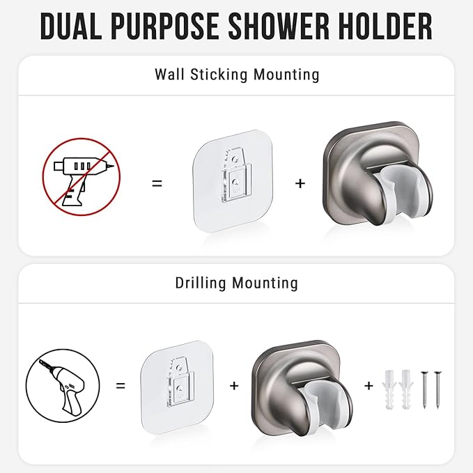 G-Promise Metal Shower Diverter, Handheld Holder Included, 3-Way Diverter for Handheld and Fixed Shower Head ∣3-Settings Universal Bathing System Replacement Part (Brushed Nickel)