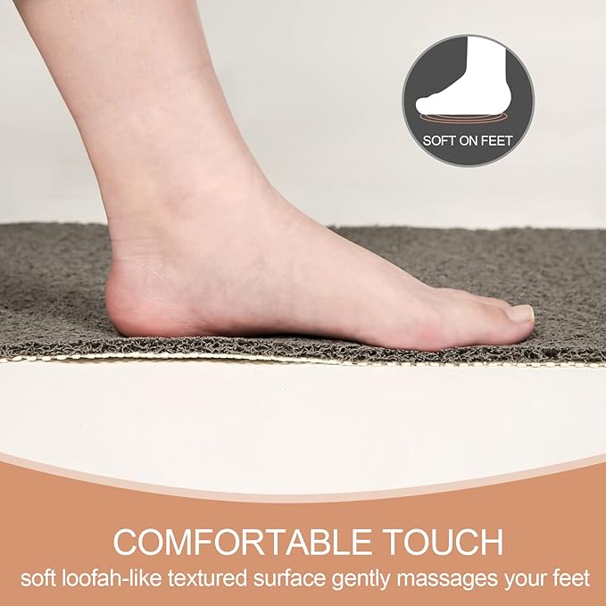 Joyhalo Bathtub Mat Non Slip, Bath Mat for Tub, Shower Mats for Inside Shower, 17x30 Inch, PVC Loofah Bathroom Mats for Wet Areas, Quick Drying, Grey