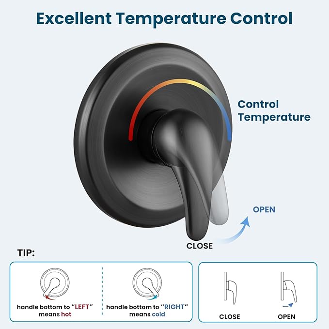gotonovo Bathroom Shower Head Kit High Pressure Combo System Shower Faucet 6 Modes ABS Handheld Spray Shower Trim Kit Valve Included Shower Head and Handle Set Oil Rubbed Bronze