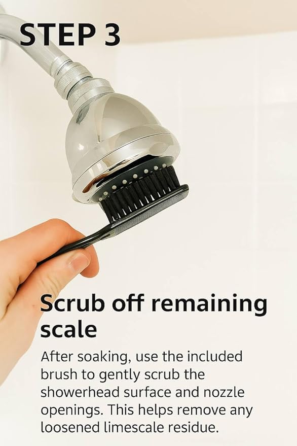 Shower Head Descaling Kit – Cleaner for Shower Heads Only – Removes Limescale, Calcium & Hard Water Deposits – Eco-Friendly Vinegar & Citric Acid Formula with Tools – Made in USA
