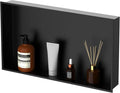 Homevacious Shower Niche 28" X 16" Stainless Steel No Tile Needed Matte Black Bathroom Shelf Rimless Recessed Wall Niche for Bathroom Storage