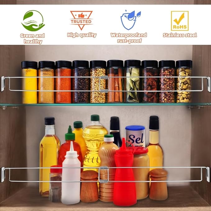 RV Shower Corner Storage Bar, RV/Camper/Travel Trailer Bathroom Corner Stainless Steel Storage Bar, 7.8~13.4in Adjustable (1 Pack)