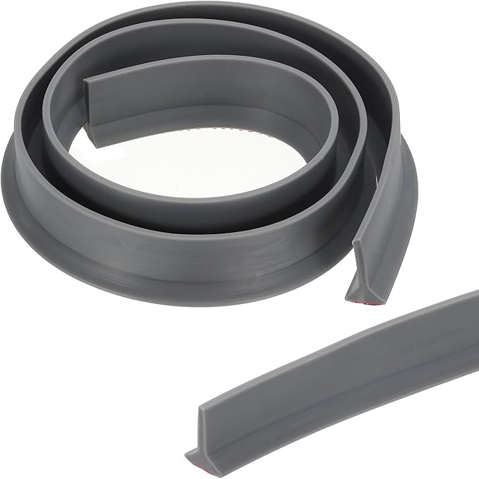 PATIKIL 39 Inch Collapsible Shower Threshold Water Dam Guard, Shower Stopper Barrier Self Adhesive Sink Splash Guards for Frameless Shower Door Bottom, Gray (1.2"Wx0.6"T)