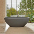 Abruzzo 65" Freestanding Solid Surface Bathtub - Stone Resin Soaking Tub with Overflow & Pop-Up Drain, cUPC Certified Matte Grey, 69 Gallon Capacity Deep Soak Tub for Modern Bathrooms
