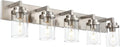 MELUCEE 5-Light Bathroom Vanity Light Brushed Nickel Finish with Clear Glass Shade, Modern Wall Mount Light Fixtures for Bedroom Powder Room Hallway