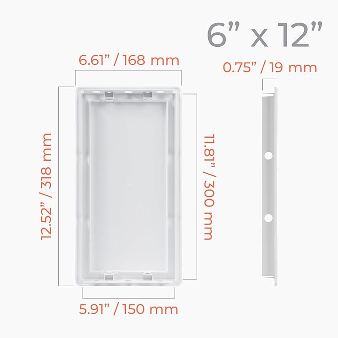 6x12 Inch White Access Panel – ABS Plastic Rectangular Wall & Ceiling Access Door for Plumbing Electrical HVAC – Easy Install Indoor Panel for Drywall, Home Improvement and Maintenance