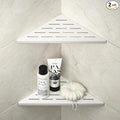 Corner Shower Shelf, 304 Stainless Steel with Slot Design for Bathroom Storage, Grout in Shelf for Tiled Wall (White, 10"-2 Pack)