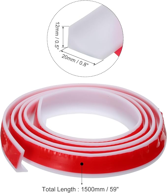 uxcell 59 Inch Collapsible Shower Barrier Stopper Water Splash Guard Blocker 59"Lx0.8"Wx0.5"H for Bathroom Kitchen Wet and Dry Separation, White