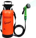 2.1 Gallon Portable Shower for Camping with 7 Spray Modes, Camping Shower for Beach Shower, Car Shower, Hand Press with Removable Hose and Shower Head (Orange)