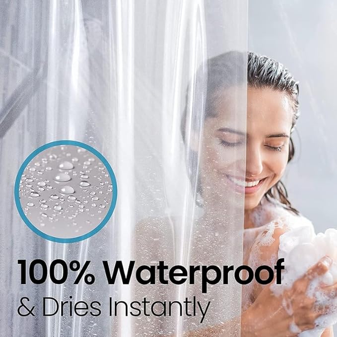 LiBa Bathroom Shower Curtain - Waterproof Plastic Shower Curtain Premium PEVA Non-Toxic with Rust Proof Grommets White 10G Heavy Duty Bathroom Accessories 72x72