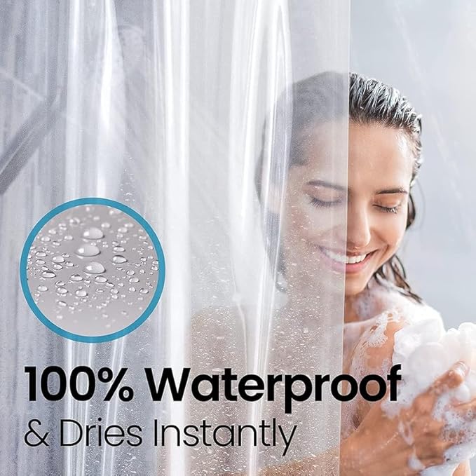 LiBa Bathroom Shower Curtain - Waterproof Plastic Shower Curtain Premium PEVA Non-Toxic with Rust Proof Grommets White 8G Heavy Duty Bathroom Accessories 72x78