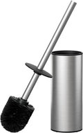 FORIOUS Toilet Brush and Holder Set Brushed Nickel, Heavy Duty 304 Stainless Steel Base and Long Handle Toilet Bowl Cleaners Brush, for Bathroom Storage and Organization, 2 Brush Head