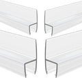 4-Pack Frameless Shower Door Side Seal Strip Shower Door Bottom Seal Shower Door Sweep for 3/8 Inch Thick Glass, Vertical H-Type Glass Door Seal Stop Leaks. (4-Pack x 45" Length)