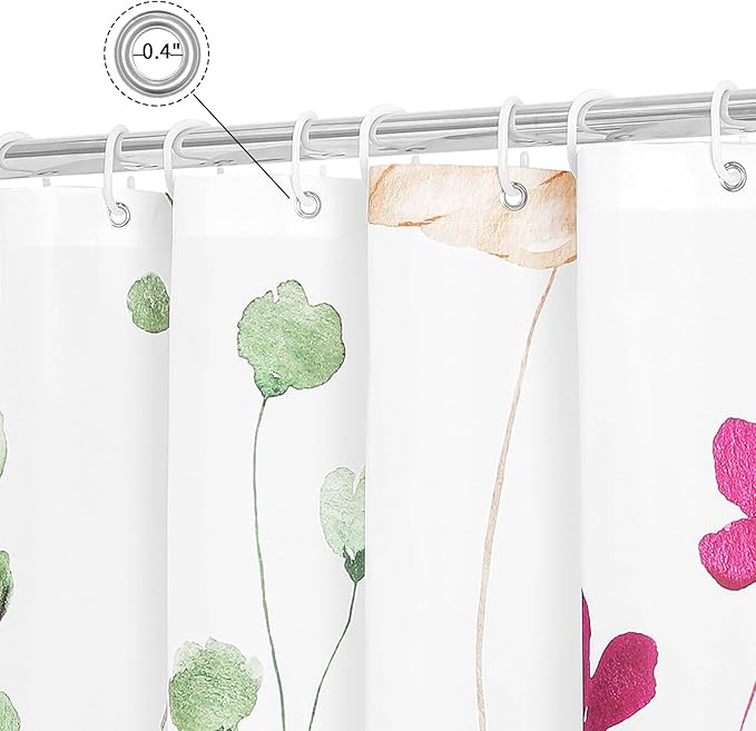 Gibelle Watercolor Floral Shower Curtain, Pink Beige Flower Shower Curtain for Bathroom, Modern Minimalist Waterproof Fabric Shower Curtain Set 72x72 Inch